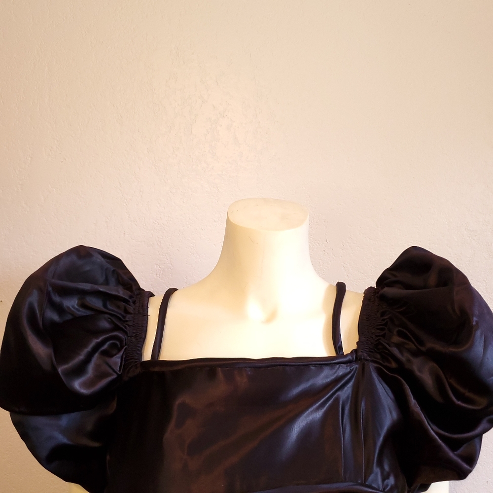 Vintage 30s Inky Black Satin Gown - Picture 13 of 13